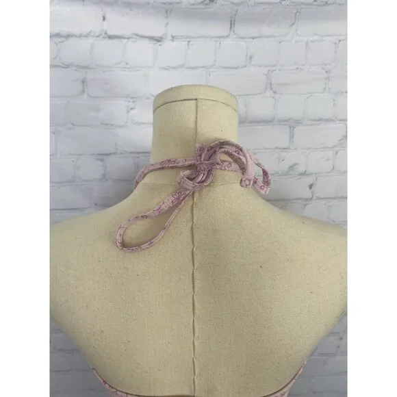 BP Medium Pink Floral Print Halter Crop Top - Picture 5 of 6